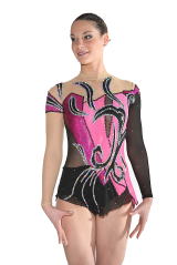 beautiful hologram and mesh , pink and black with silver sequins.